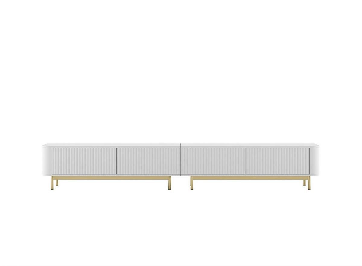 TV-LOWBOARD 2er-Set Aurora Weiß matt 280 cm mit Metallrahmen - Goldfarben/Weiß, Holzwerkstoff/Metall (280/44/35cm) - Meble Lindner