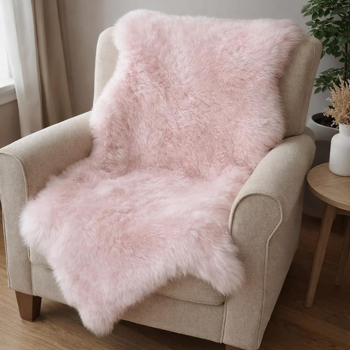 FELL Skandinavisches Schaffell Hellrosa ca. 110 cm - Rosa, Fell (60/110cm) - Provellus