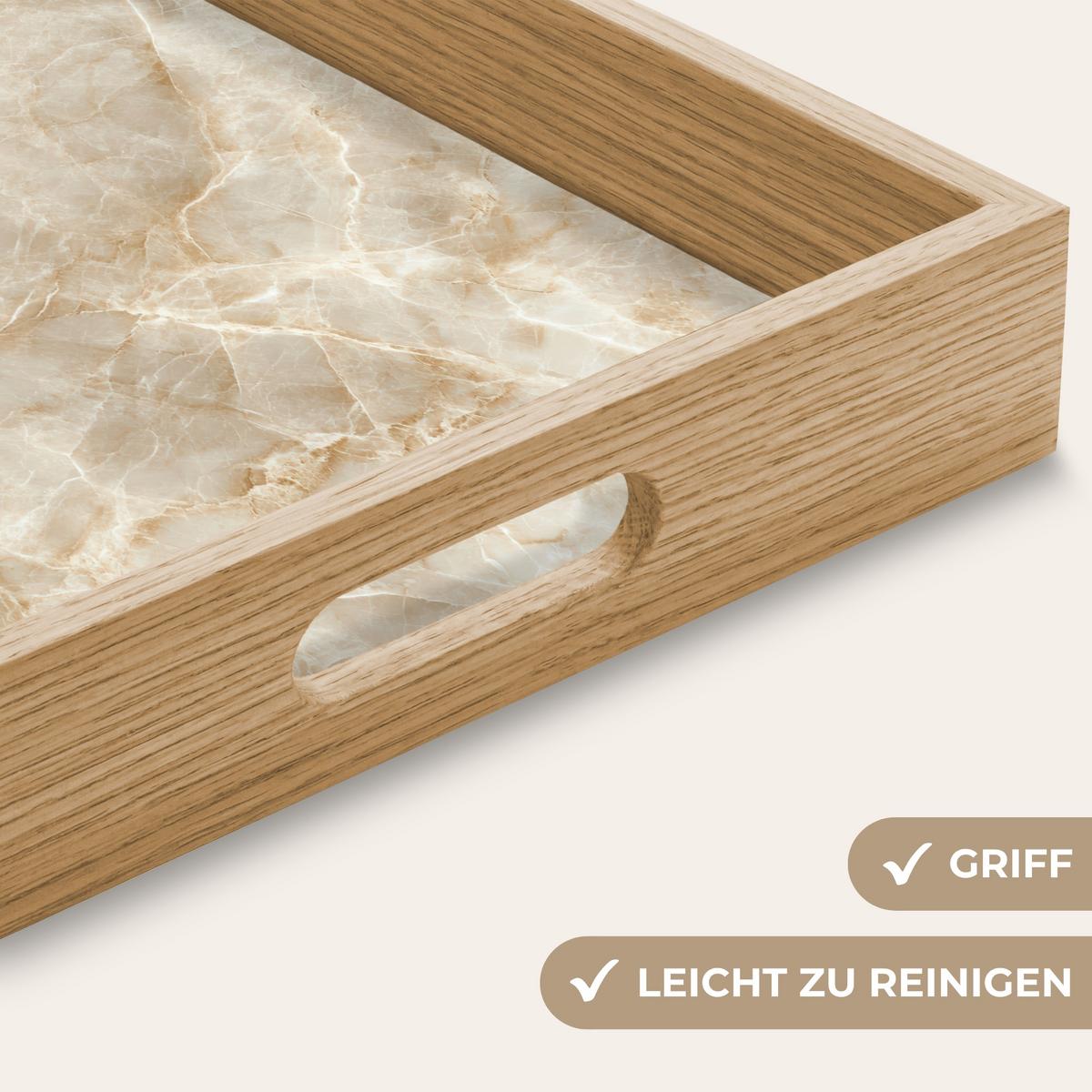 TABLETT Hellbeige - Onyx - Dezent 50x35 cm - Beige, Holz (50/5/5cm) - OnlyWow