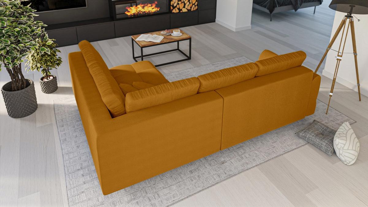 ECKSOFA Lorine Mikrofaser Gelb - Hellbraun/Gelb, Buchenholz/Textil (231/161cm) - S-Style Möbel