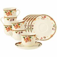 KAFFEETASSEN MIT UNTERTASSEN Marieluise Weihnachtsnostalgie creme 230 ml 12er Set - Creme, Keramik (14.8/9.1/14.8cm) - Seltmann Weiden