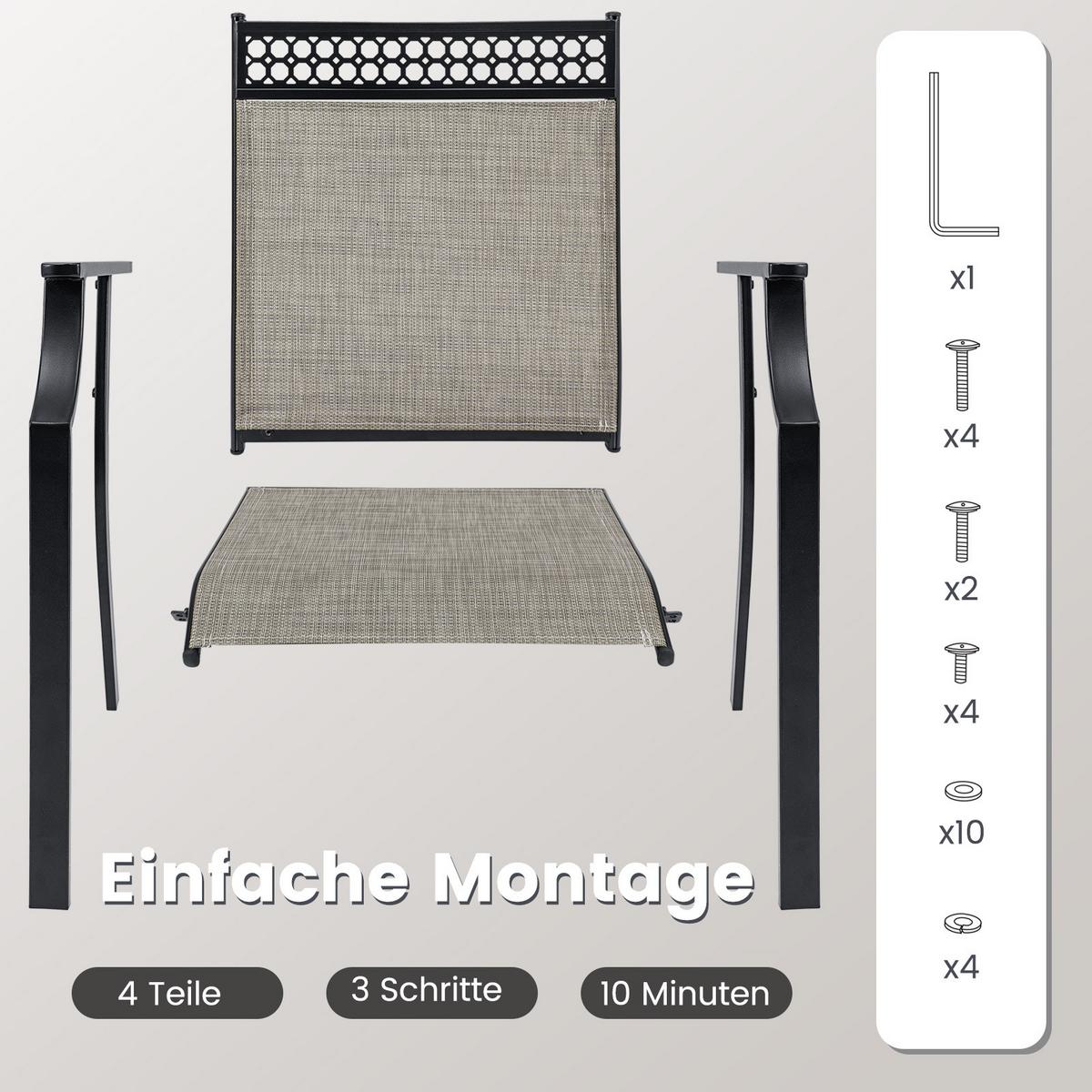 TERRASSENSTÜHLE Kaffee(2er-Set) - Braun, Metall (66/90/61cm) - COSTWAY