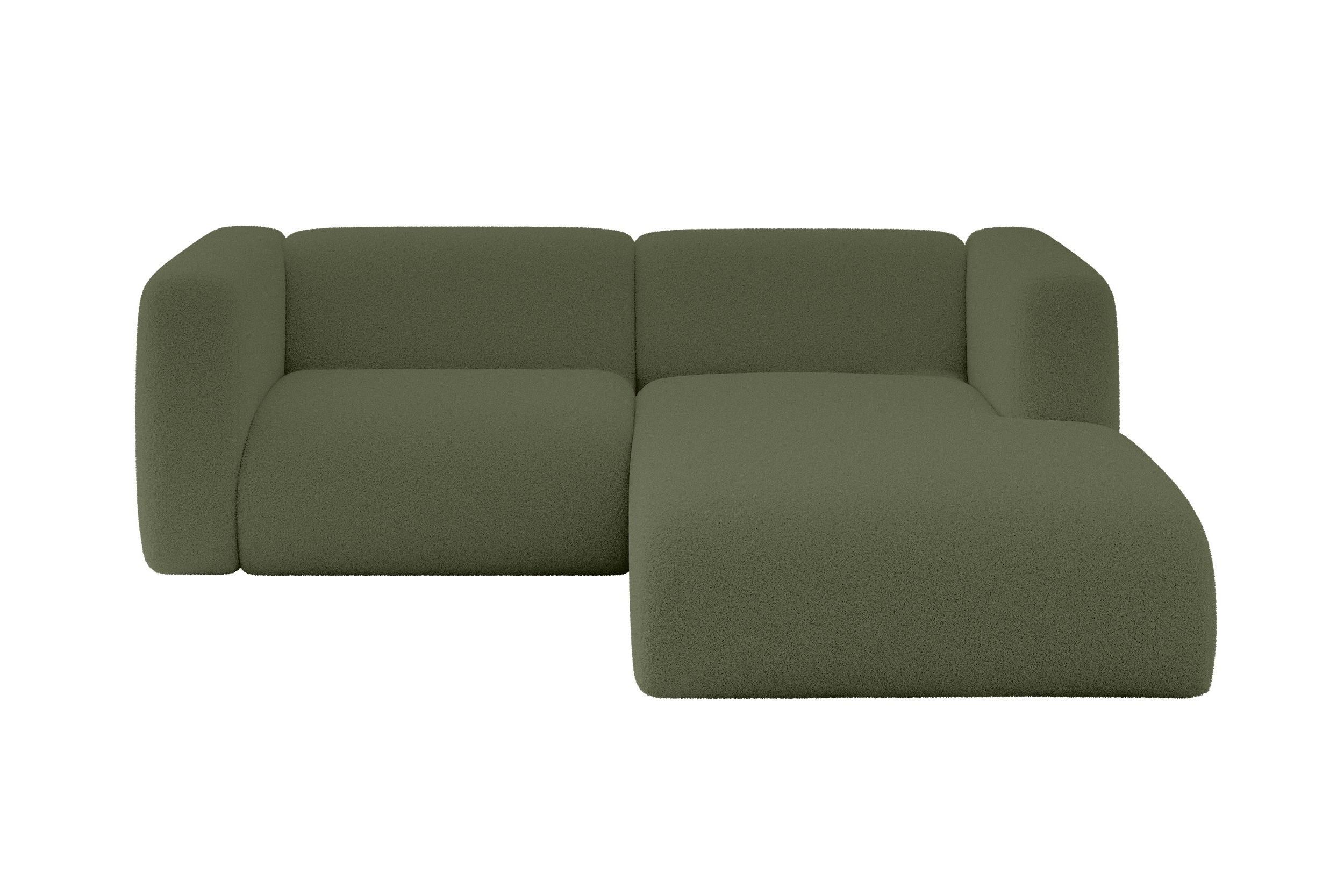 ECKSOFA Ottomane Rechts MIRA-L1 227x179x89 Grün Bouclé - Schwarz/Olivgrün, Holzwerkstoff/Kunststoff (227/179cm) - ALTDECOR