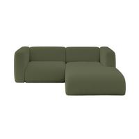 ECKSOFA Ottomane Rechts MIRA-L1 227x179x89 Grün Bouclé - Schwarz/Olivgrün, Holzwerkstoff/Kunststoff (227/179cm) - ALTDECOR