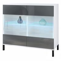 KOMMODE Bari Grau Hochglanz - Grau, Holzwerkstoff (92.5/83.5/35cm) - Vladon