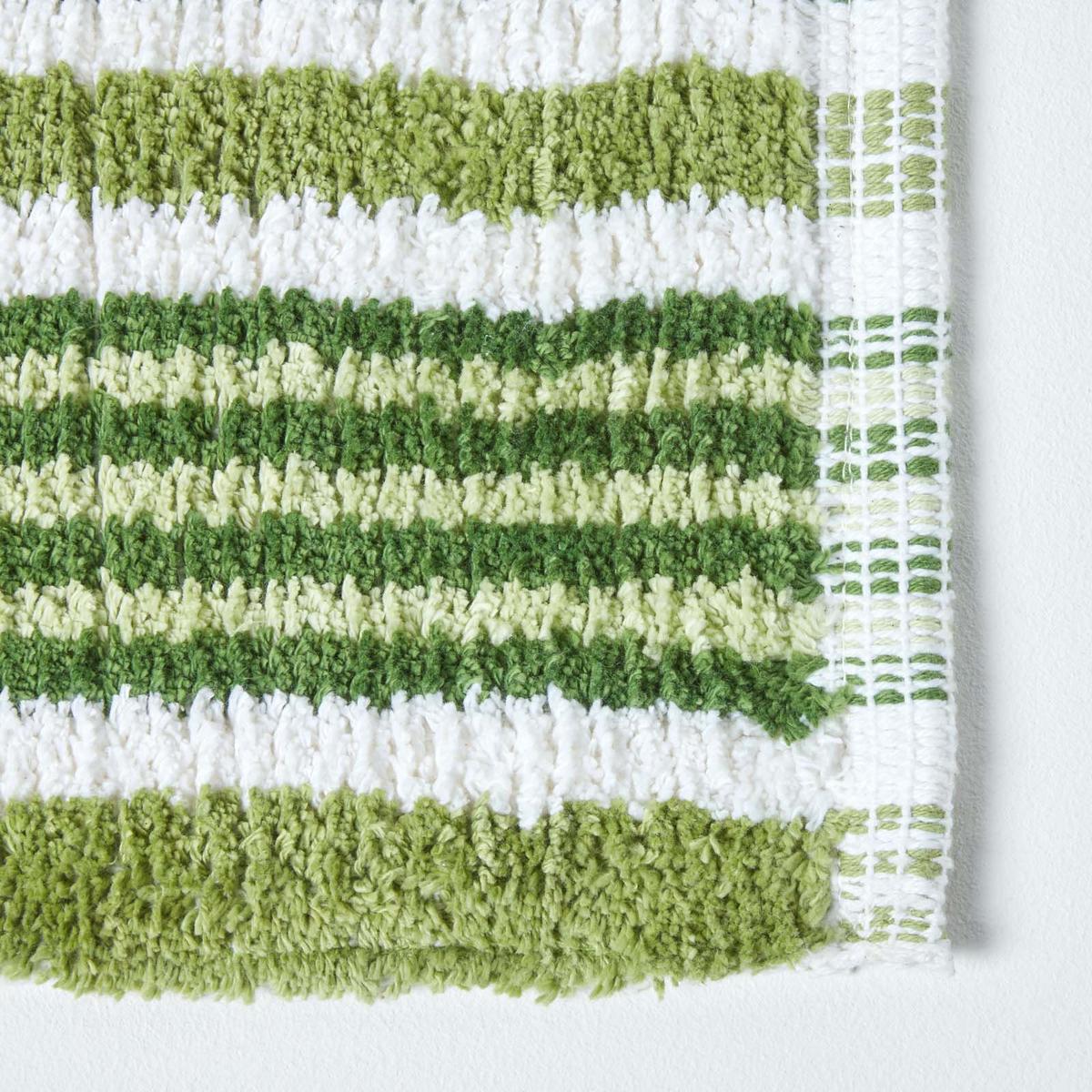 BADEMATTE 40/60 cm gestreift, Baumwolle - Grün, Textil (40/60cm) - Homescapes