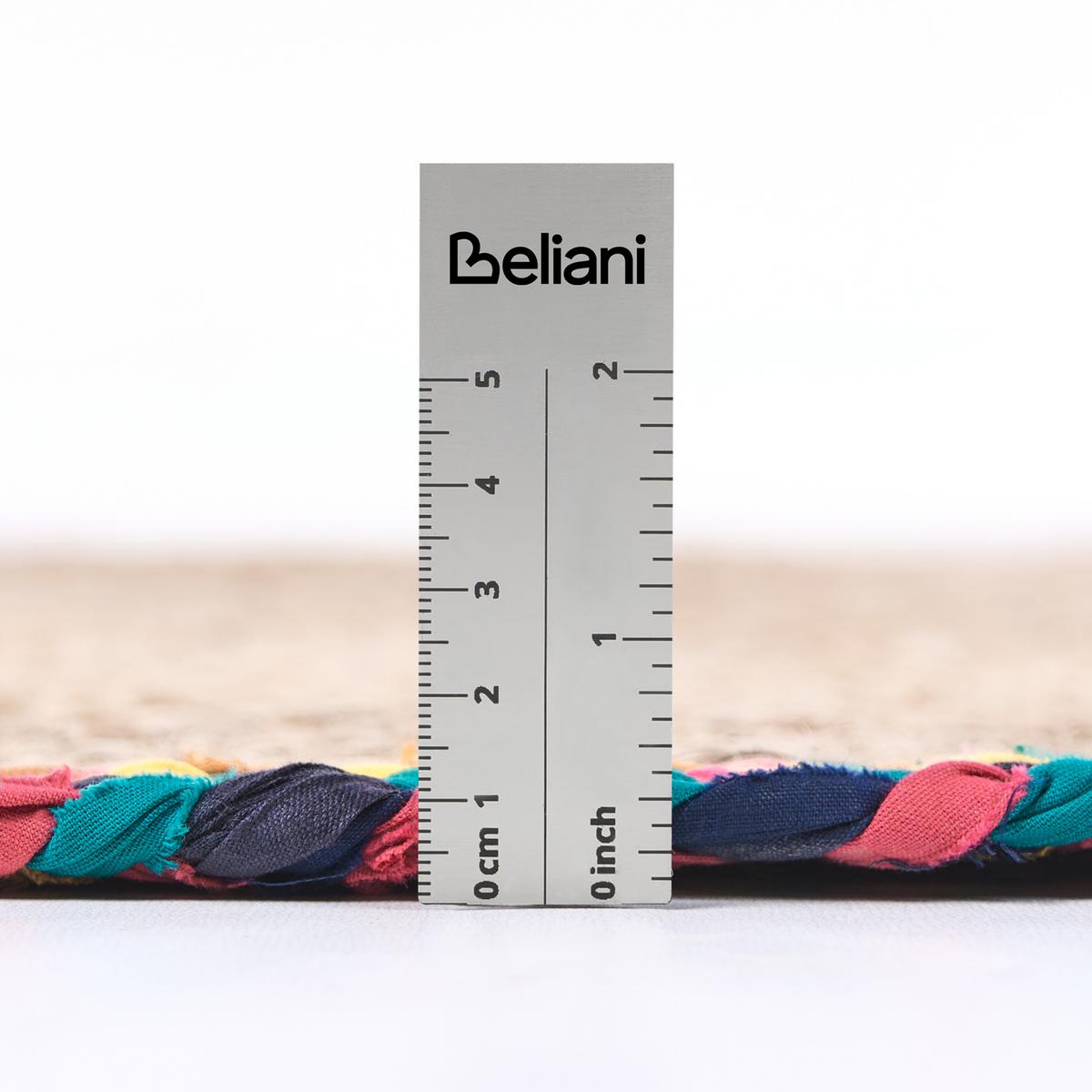 TEPPICH Bunt 120 cm Jute Satara - Beige, Textil (120/120cm) - Beliani