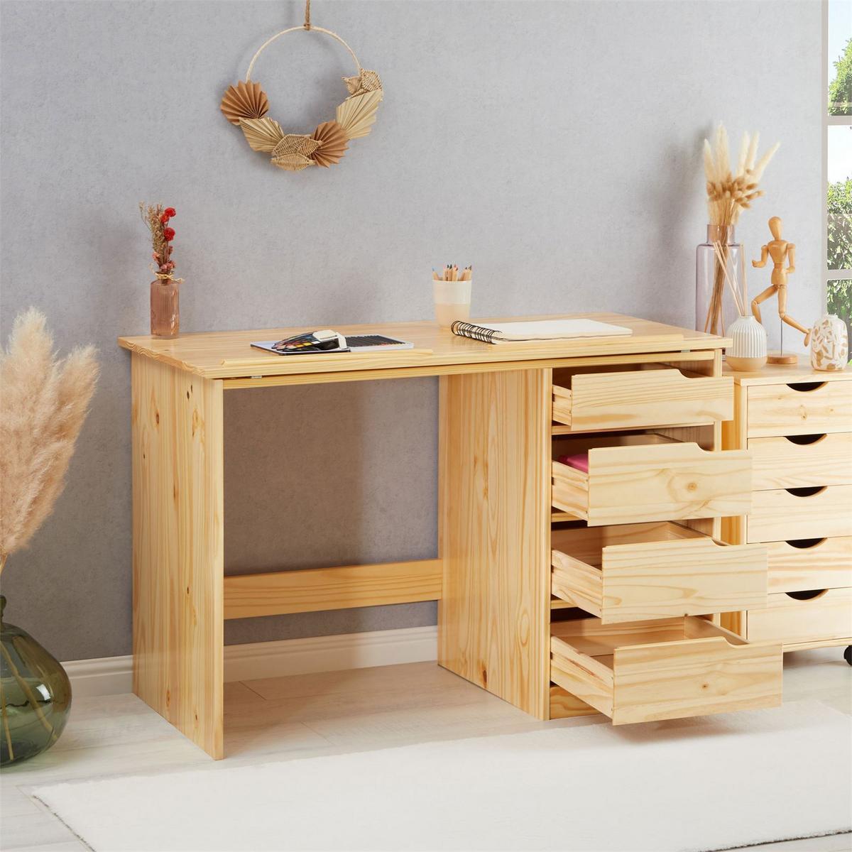 KINDERSCHREIBTISCH EMMA natur - Naturfarben, Holz (114/76/55cm) - IDIMEX