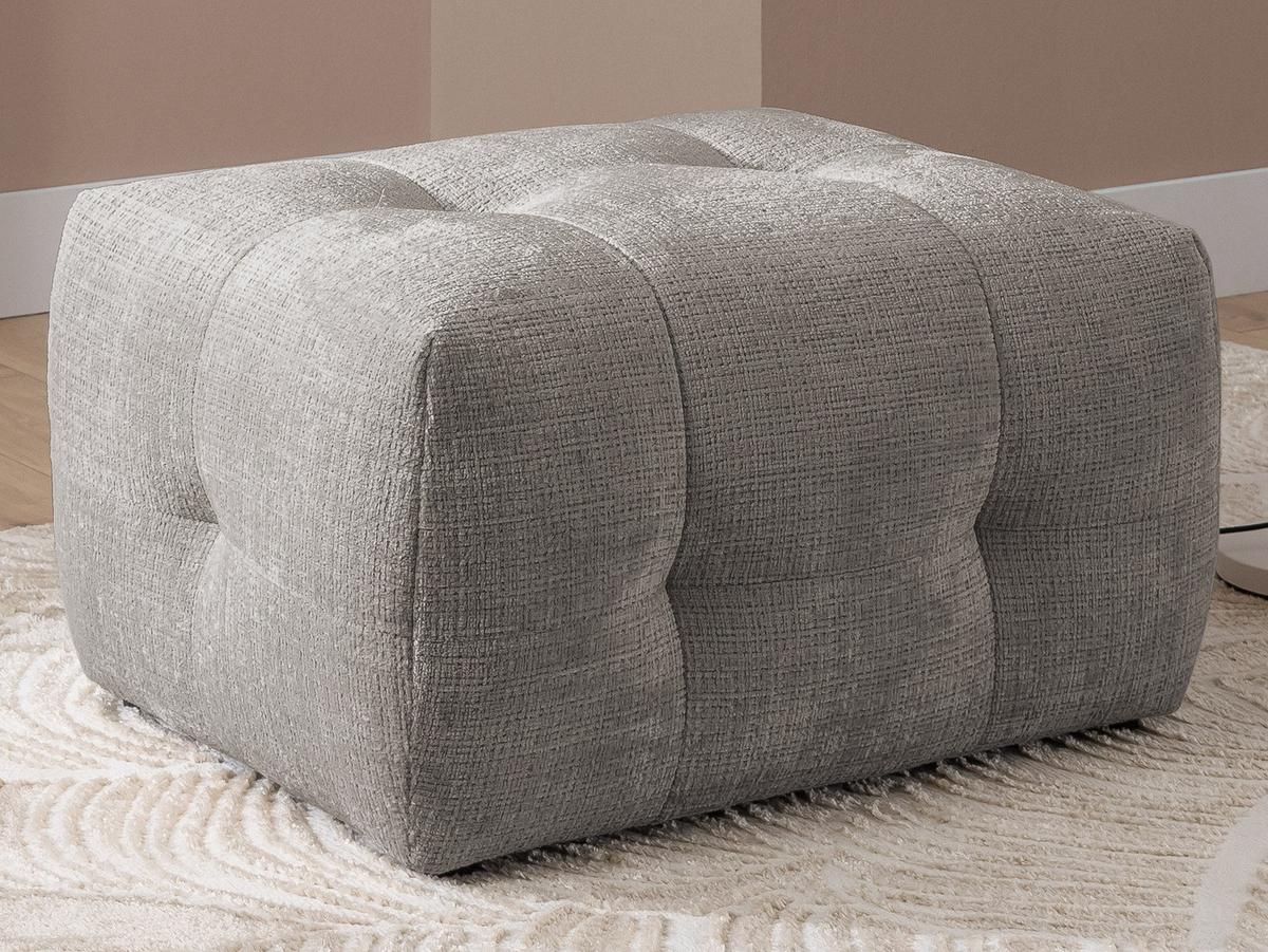 POLSTERHOCKER mit raffinierten Steppungen, zu passendem Sofa, Wellenunterfederung, Chenille-Bezug Braun Taupe / 21056 - Taupe/Greige, Kunststoff/Textil (87/46/68cm) - luma-home