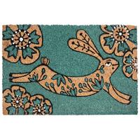 FUSSMATTE Blaugrün 50/80 cm Kaninchen Kokosfasern Clark - Jadegrün, Textil (50/80cm) - Beliani