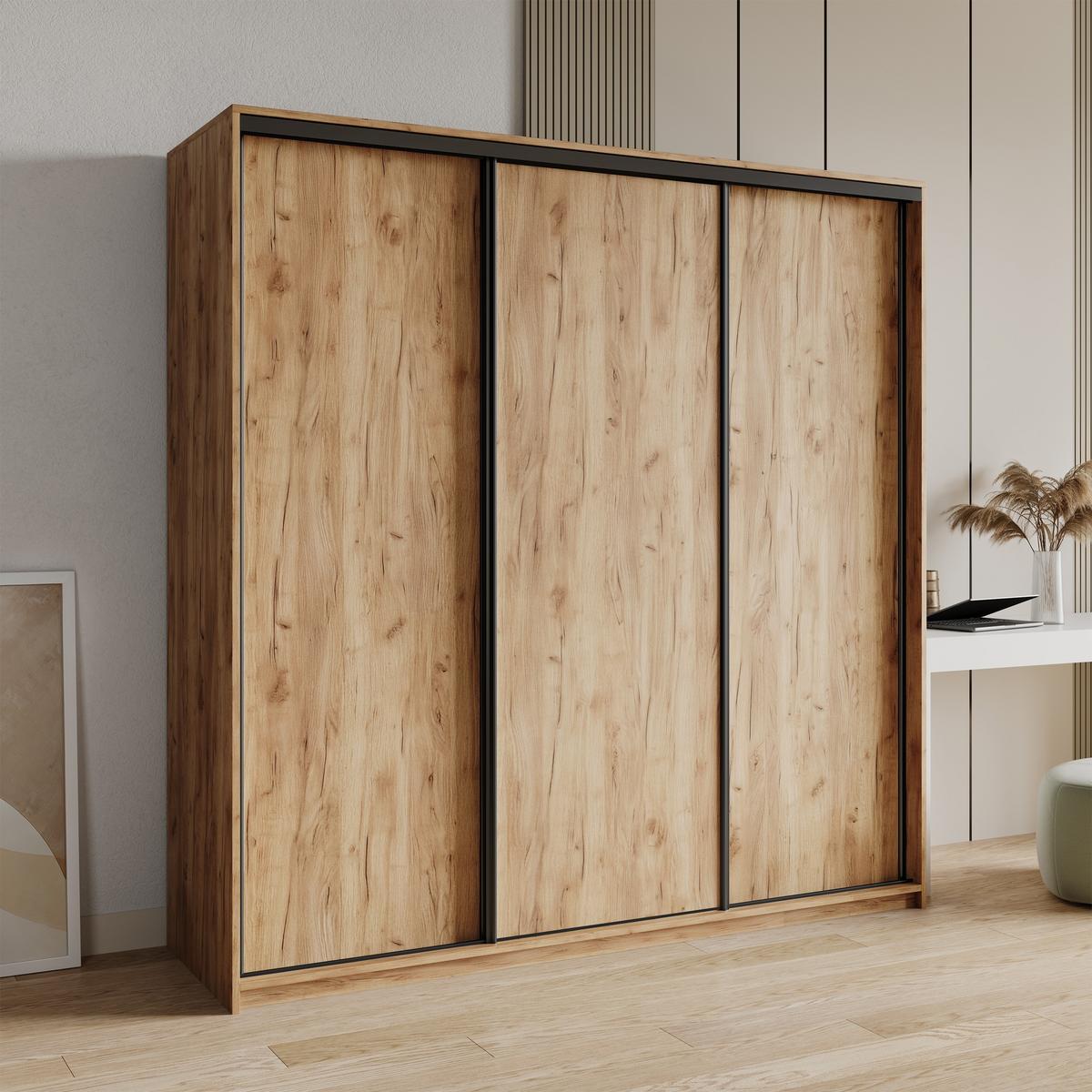SCHWEBETÜRENSCHRANK NISSE 200/205/60 cm 3-türig Orange - Orange, Holzwerkstoff (200/205/60cm) - MASSENO