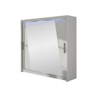 KLEIDERSCHRANK London XIV, mit RGB LED Beleuchtung - Silberfarben/Weiß, Holzwerkstoff/Kunststoff (180/215/58cm) - MIRJAN24