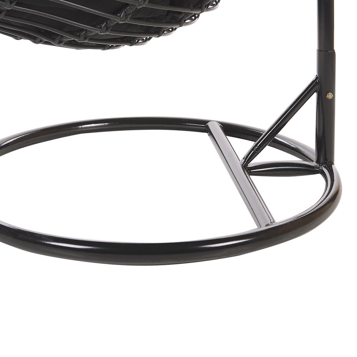 HÄNGESESSEL mit Gestell PE Rattan schwarz 97 cm Aspio - Schwarz, Kunststoff (99/199/97cm) - Beliani