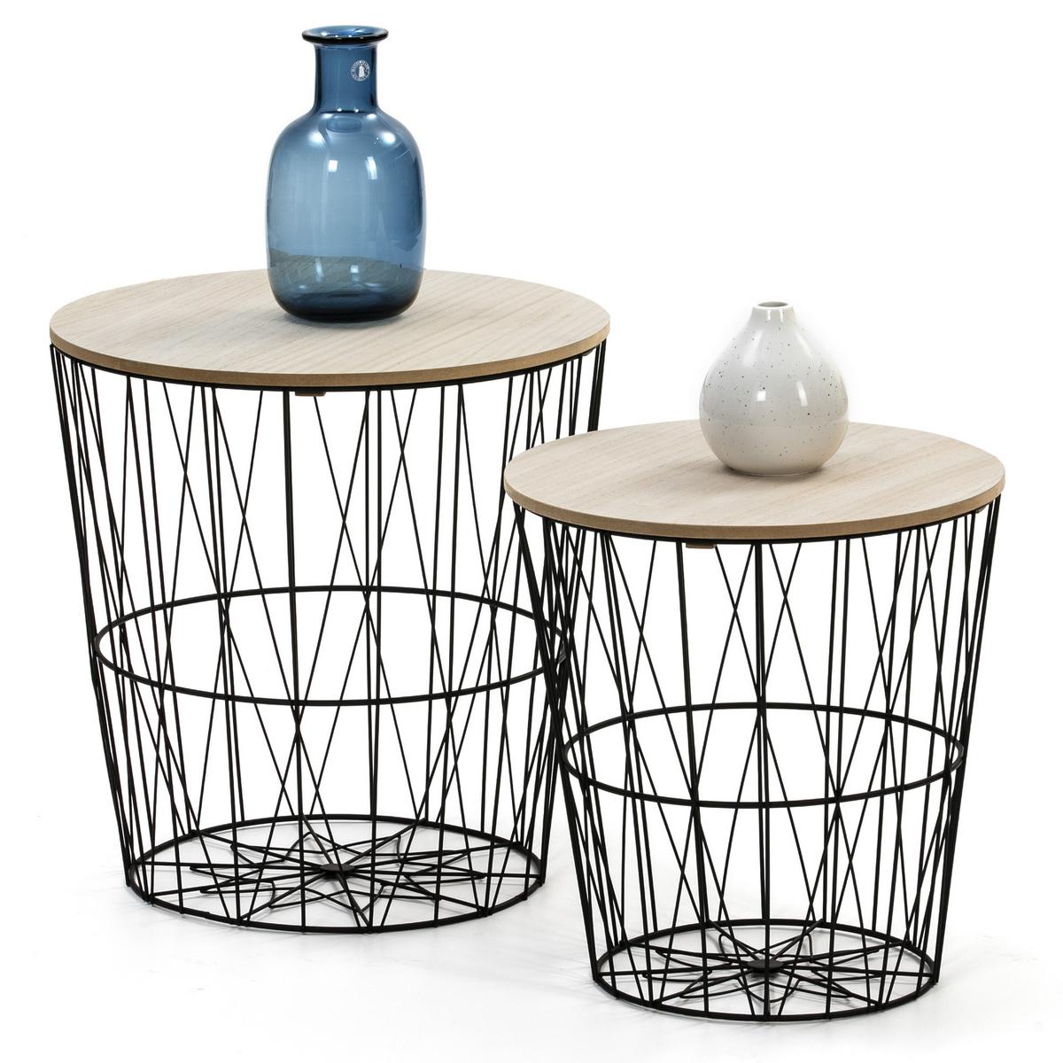 COUCH-/BEISTELLTISCH-SET Guili schwarzes Metall - Schwarz, Holzwerkstoff (41/40/40cm) - VS Venta-stock