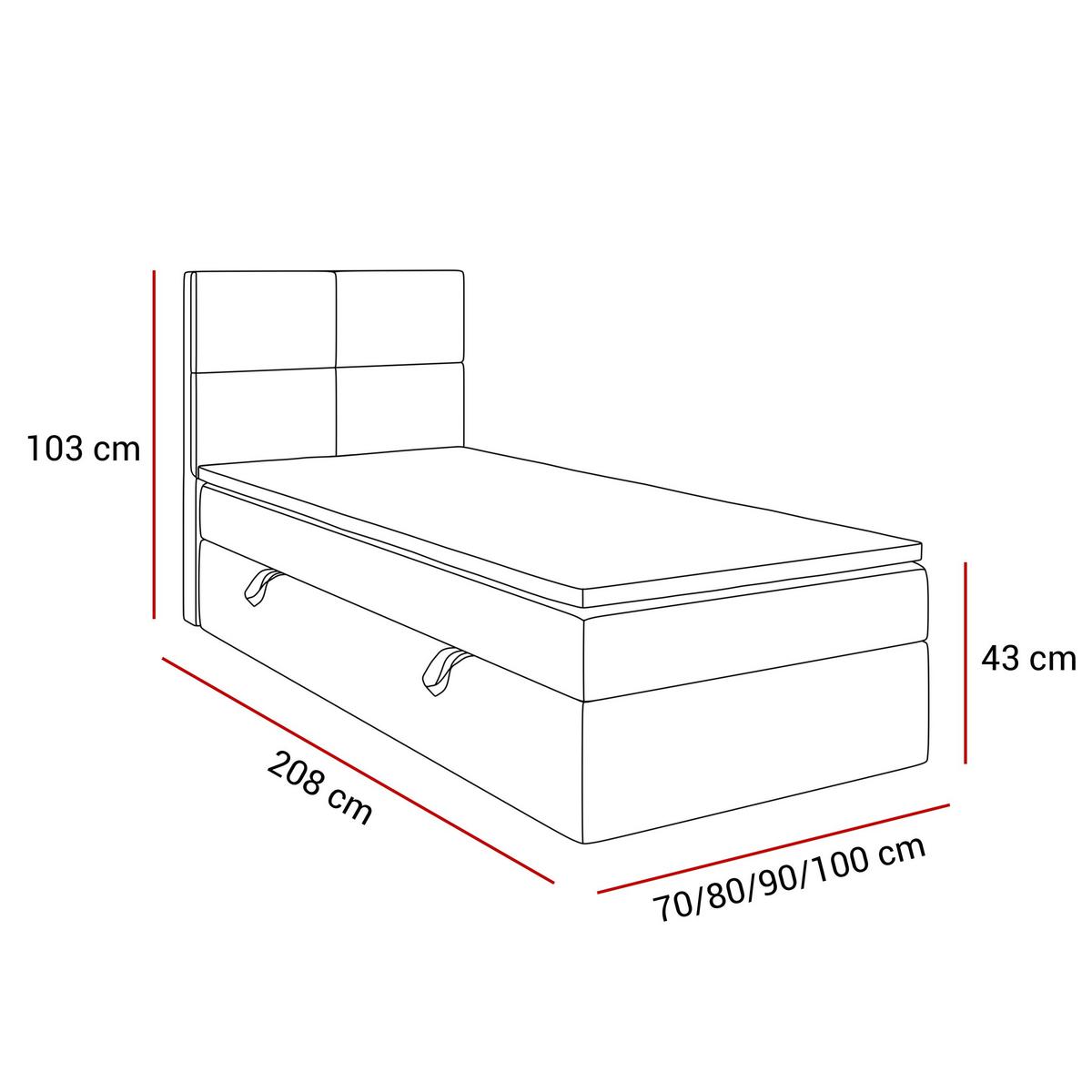 BOXSPRINGBETT Bett CROSS MINI mit Topper 100x200 cm Jasmine 100 - Schwarz, Textil - Lookway
