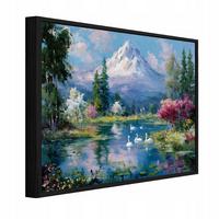 BILDER mit Rahmen Gebirge Landschaft Beige 60x40 cm - Multicolor, Holzwerkstoff (60/40cm) - Wallarena