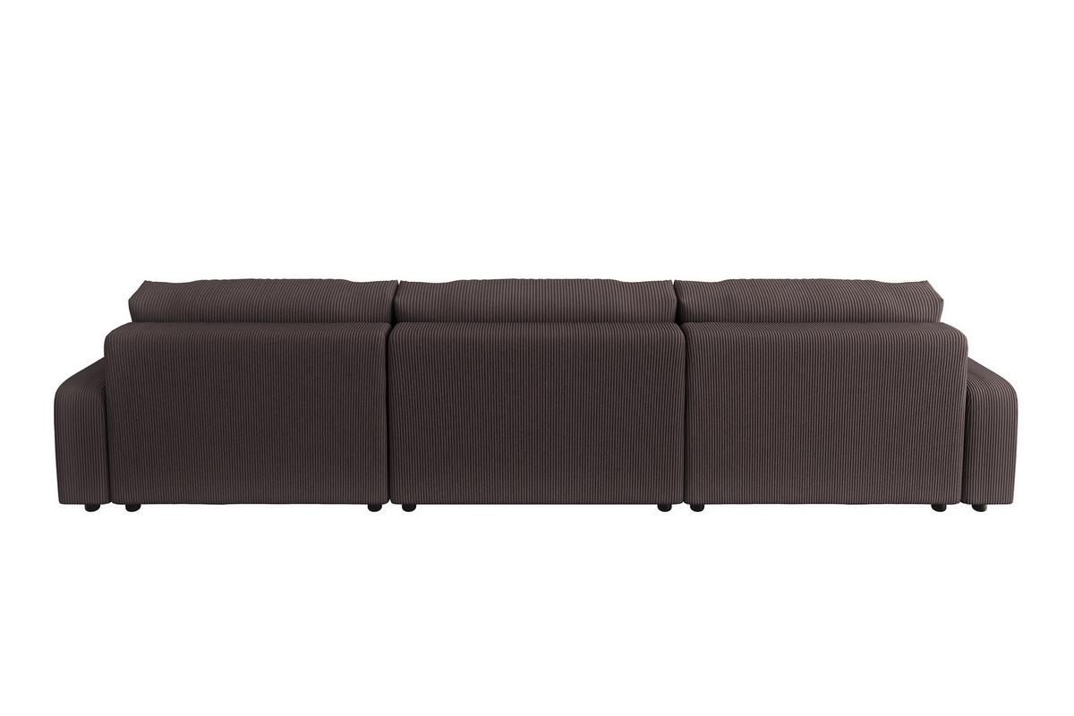 WOHNLANDSCHAFT Emma Dunkelbraun Cord - Dunkelbraun/Schwarz, Holz/Kunststoff (332/78/170cm) - S-Style Möbel