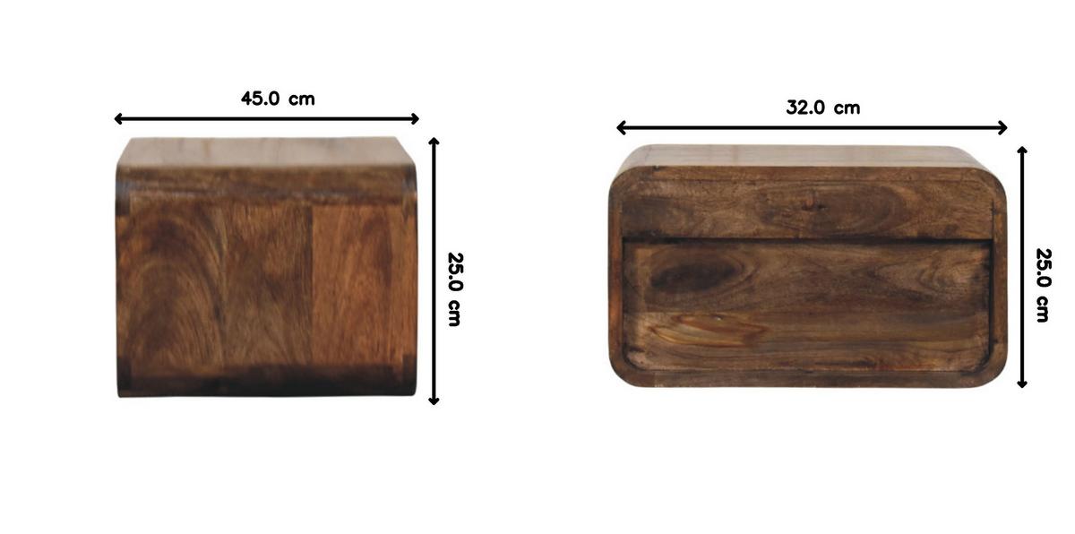 NACHTTISCH Wandmontiert mit offenem Fach - Dunkelbraun/Messingfarben, Holz/Metall (45/25/32cm) - Artisan Furniture