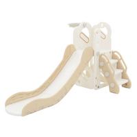 KINDERRUTSCHE 3 in 1 Kleinkinderrutsche mit Turm und Basketballkorb Weiß-Beige - Beige, Kunststoff (91/85.5/153cm) - Joyz