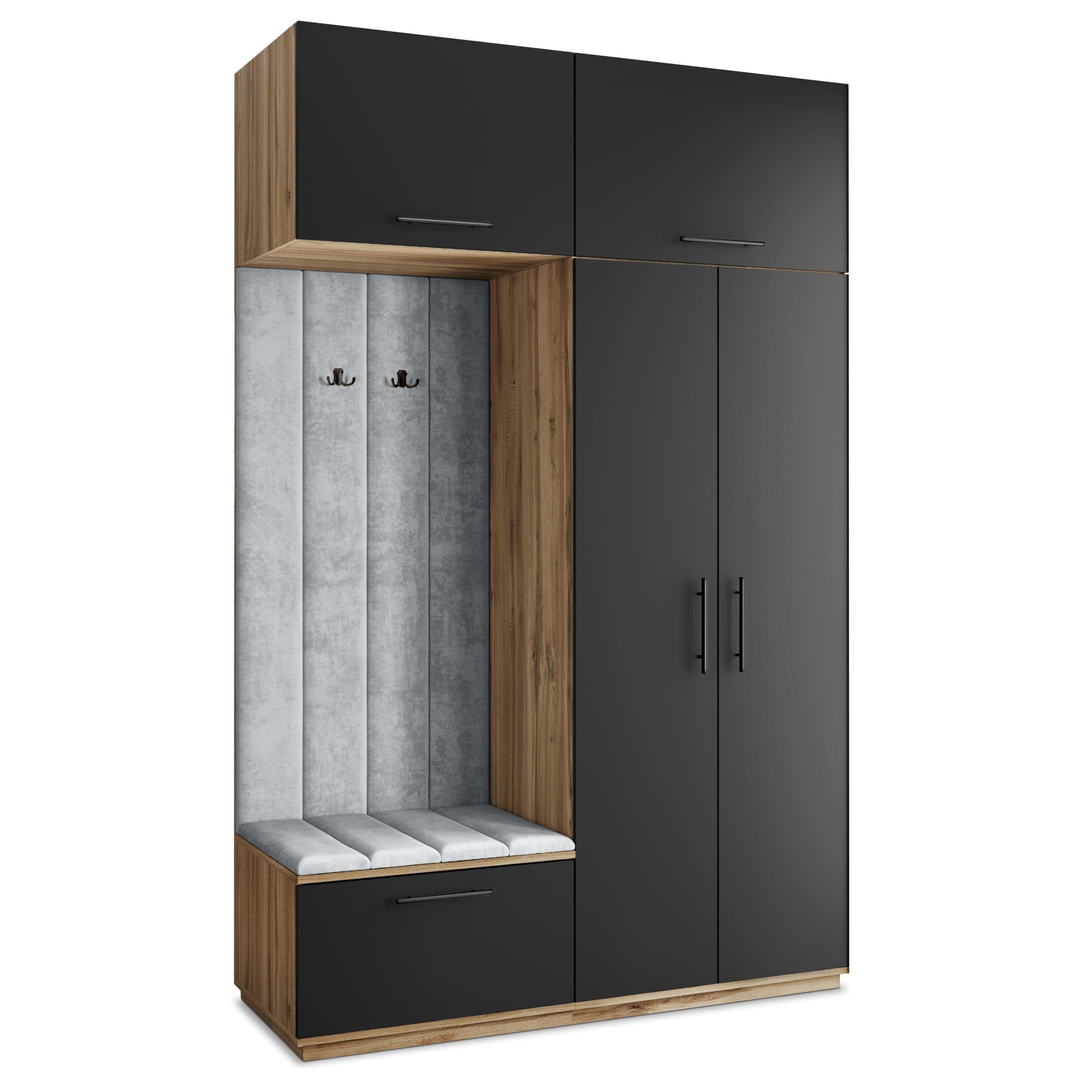 GARDEROBENSCHRANK REMA 150/240/60 cm Modern Eiche Wotan - Eiche Wotan/Hellgrau, Holzwerkstoff (150/240/60cm) - MASSENO