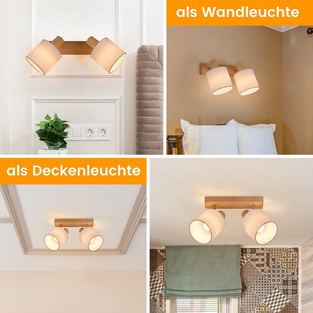 DECKENSTRAHLER Brand 2-flammig 25/11/21 cm - Braun, Textil (25/11/21cm) - Nettlife