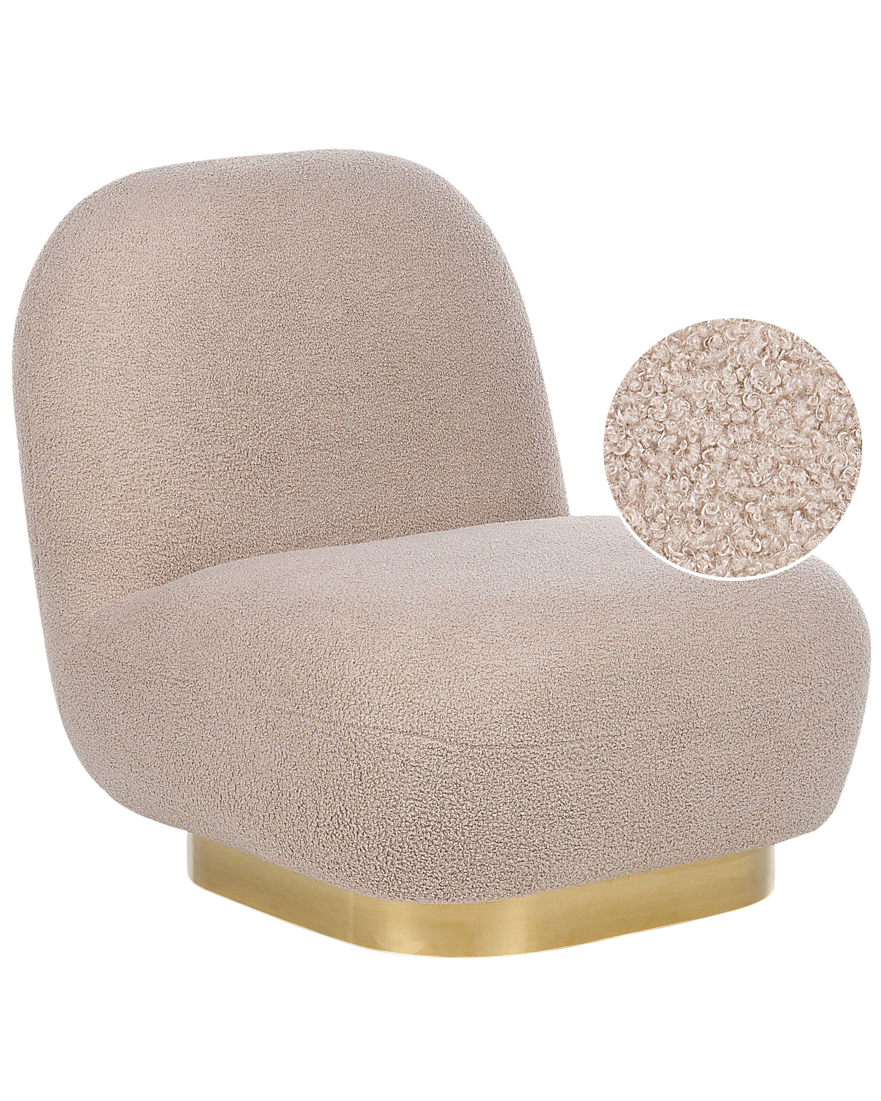 SESSEL Bouclé beige/gold LovIisa - Beige/Goldfarben, Textil (62/76/70cm) - Beliani