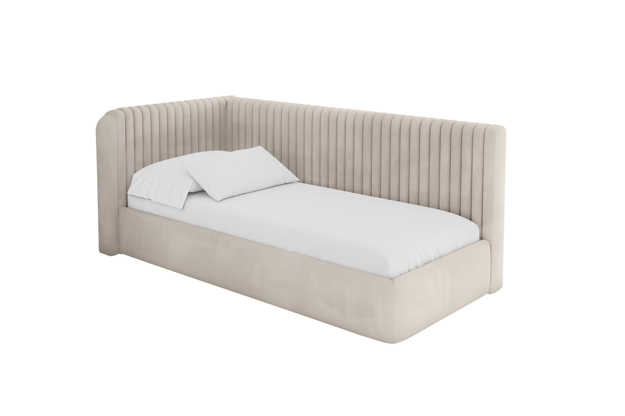 EINZELLBETT Jugendbett mit Bettkasten, Rechts - AURY 100x200 Beige - Sandfarben, Holzwerkstoff/Textil (100/200cm) - ALTDECOR