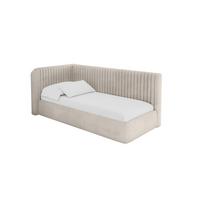 EINZELLBETT Jugendbett mit Bettkasten, Rechts - AURY 100x200 Beige - Sandfarben, Holzwerkstoff/Textil (100/200cm) - ALTDECOR