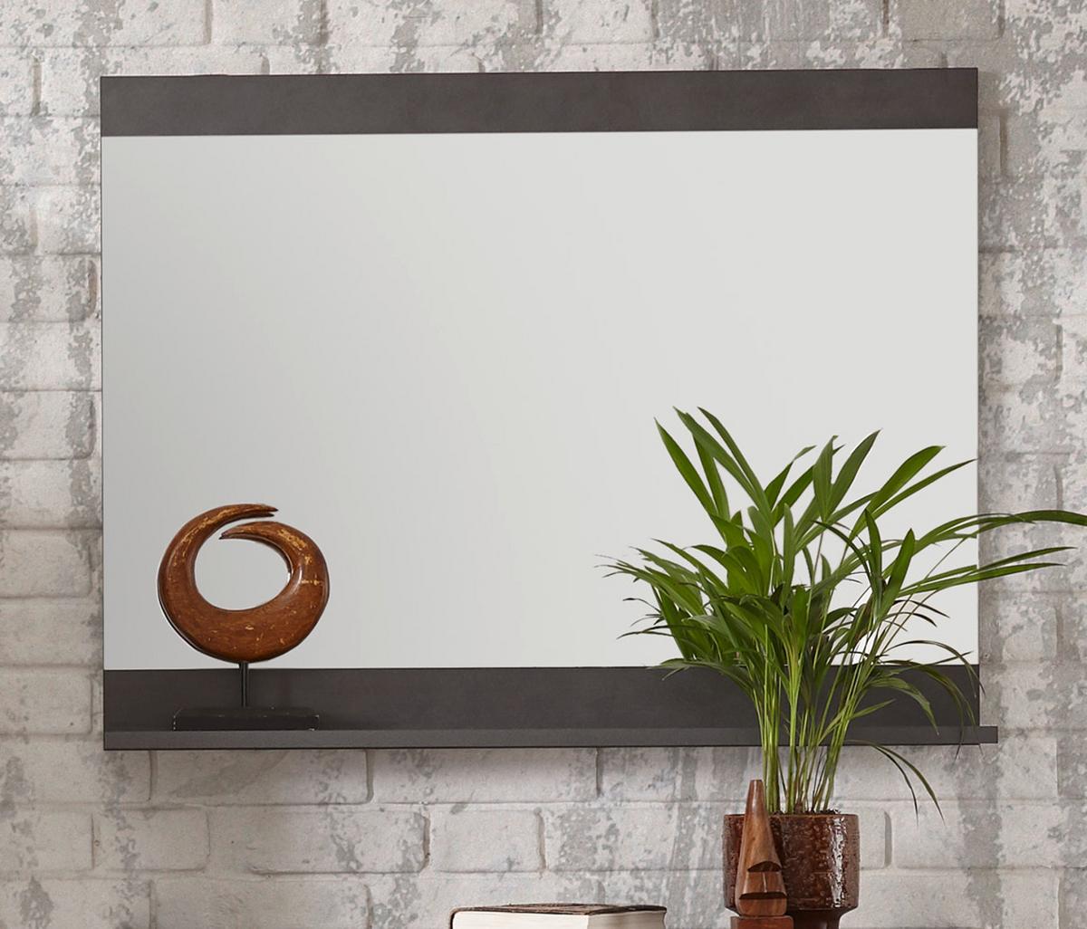 GARDEROBENSPIEGEL Matera grau, Wandspiegel mit Ablage, 92 x 71 cm - Grau, Glas/Holzwerkstoff (92/71/10cm) - Furn.Design