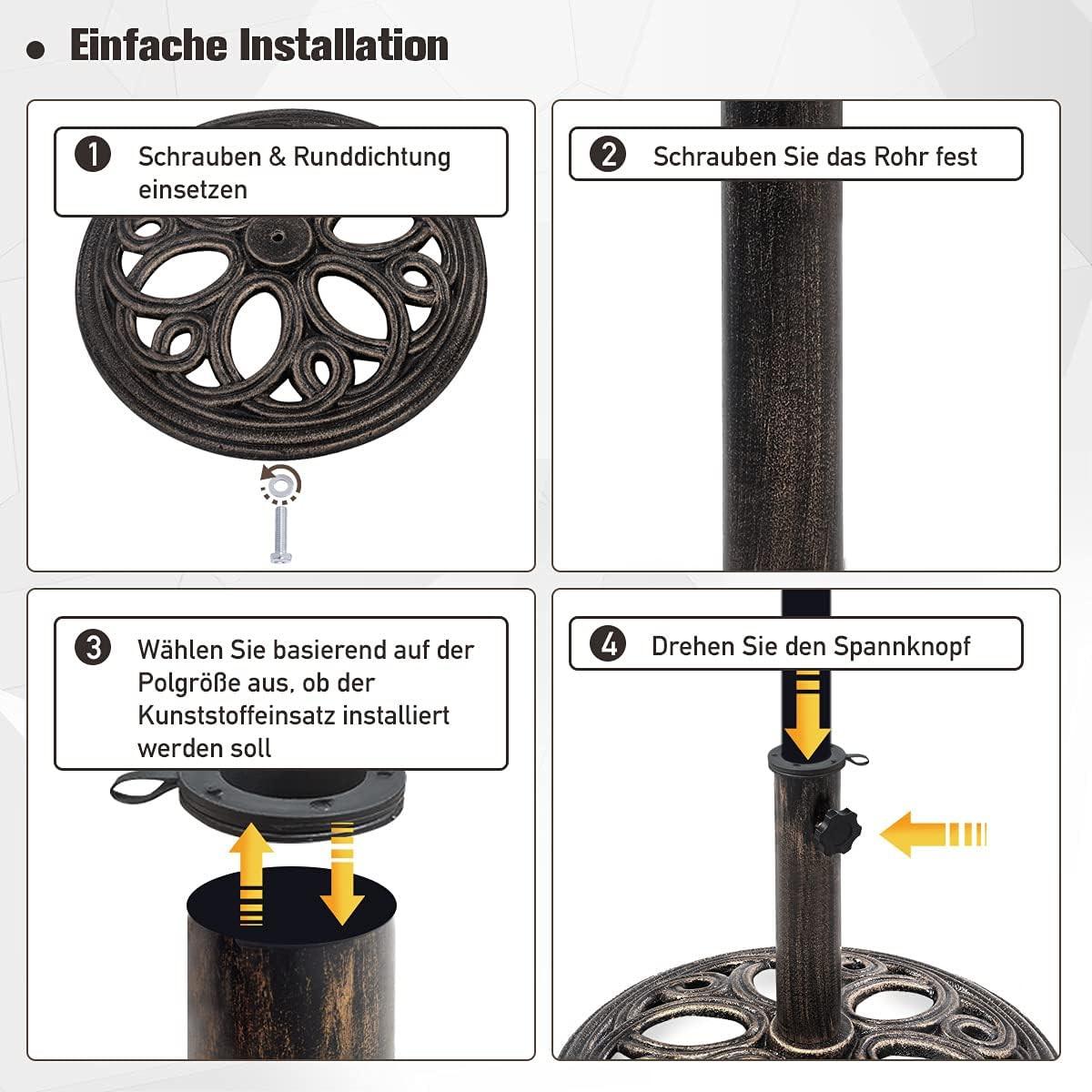 SONNENSCHIRMSTÄNDER Marktschirmständer Braun - Braun, Metall (60/32/46cm) - COSTWAY