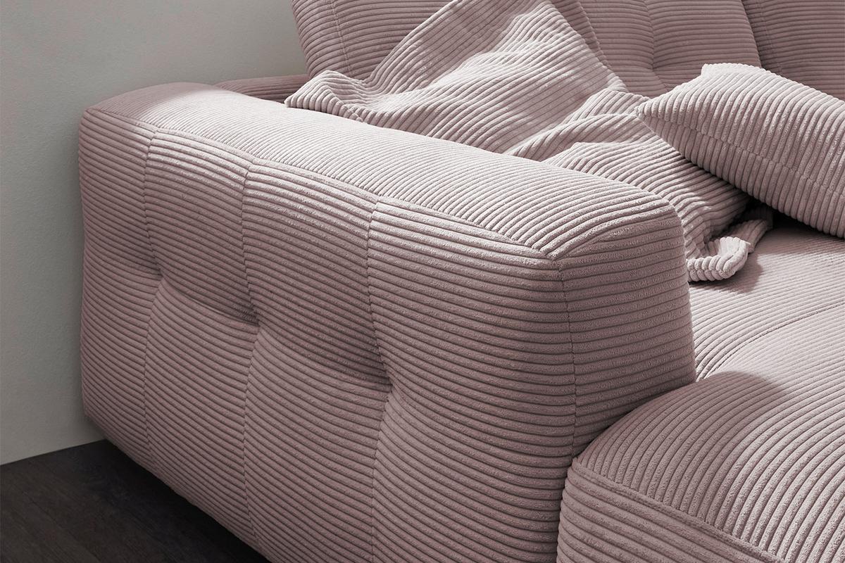 ECKSOFA XL MIKA Pink Cord - Schwarz/Rosa, Kunststoff/Textil (296/167cm) - KAWOLA