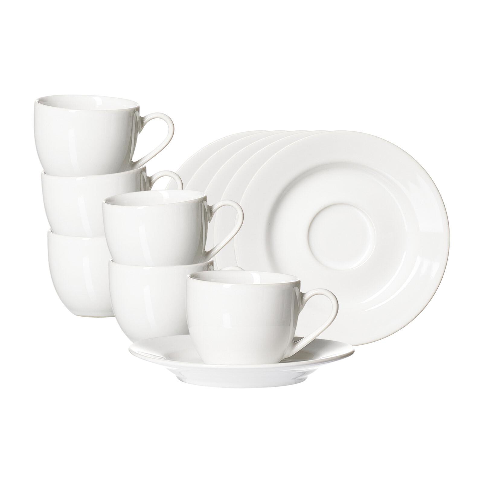 ESPRESSOTASSEN MIT UNTERTASSEN Volos weiß 90 ml 12-tlg. - Weiß, Keramik (12.5/6.5/12.5cm) - Ritzenhoff Breker