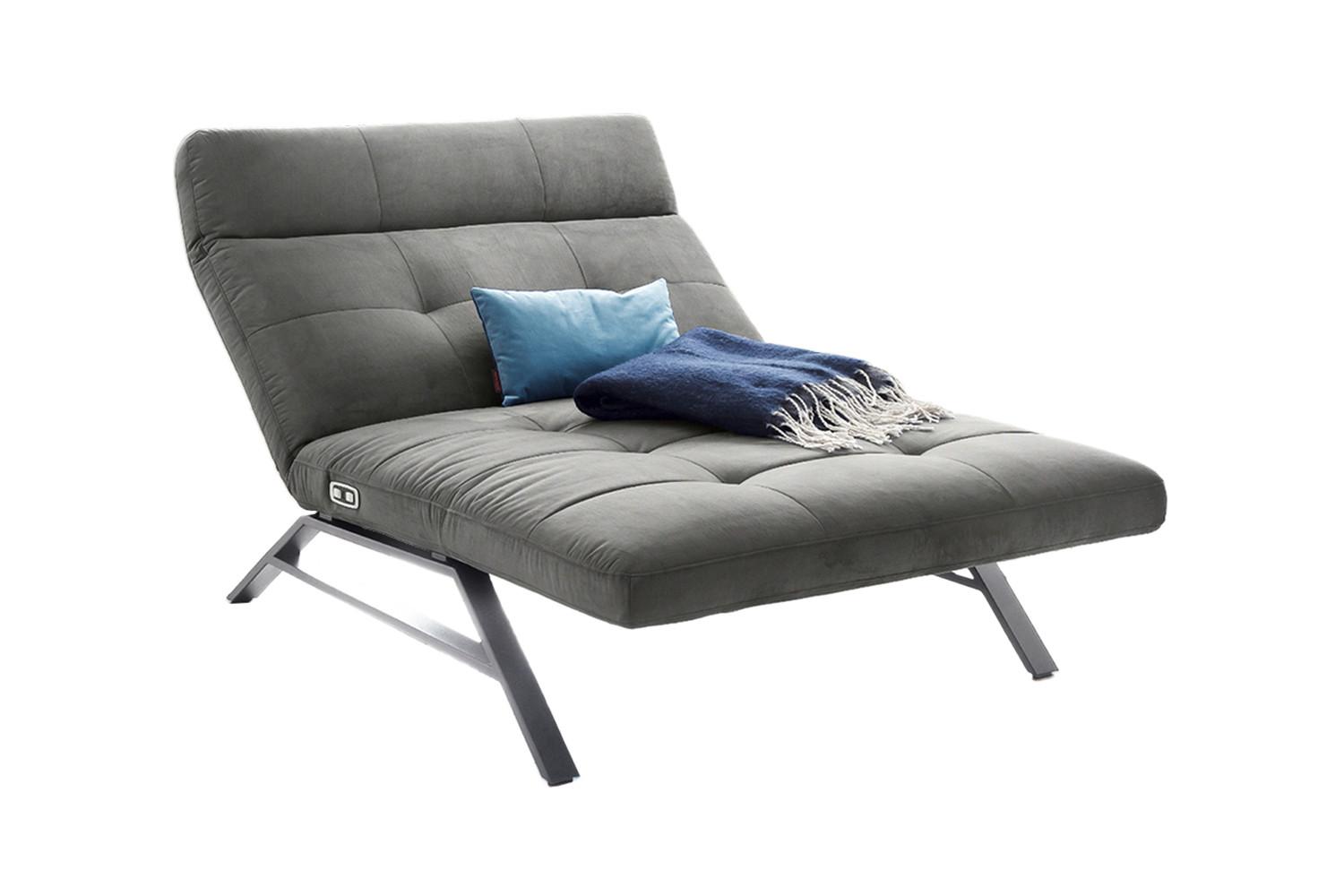 LIEGE MIT MOTORISCHER RELAXFUNKTION AMERIVA Silber Velvet Relaxfunktion - Silberfarben, Textil (120/110/158cm) - KAWOLA