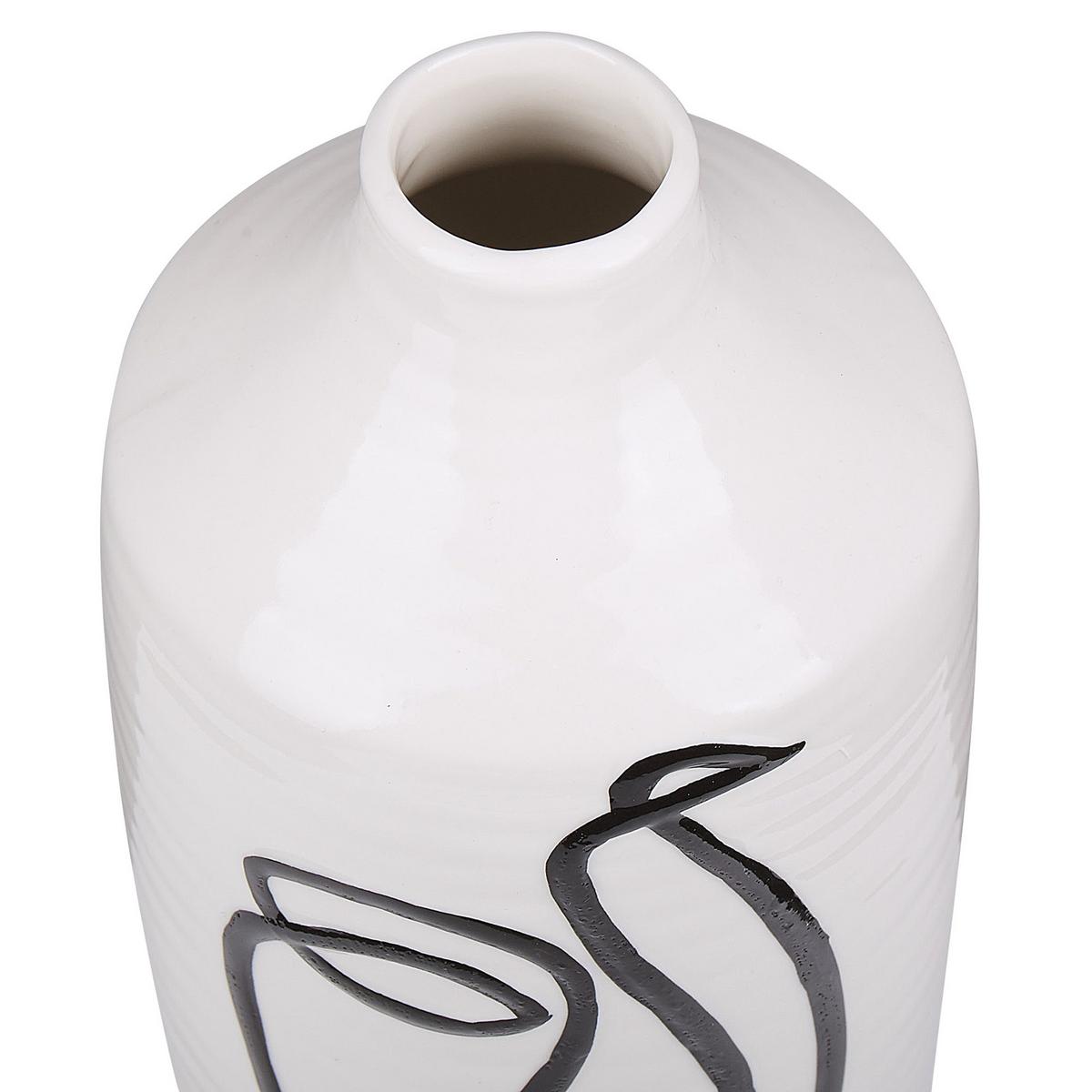 BLUMENVASE Steinzeug weiß Aenus - Weiß, Stein (22cm) - Beliani