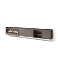 LOWBOARD, Eiche und Schwarz, 315/35/50cm, Kamin mit Feuereffekt XXL - Dunkelbraun, Holzwerkstoff (315/50/35cm) - Skraut Home