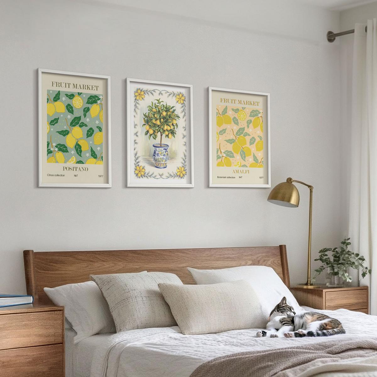 BILDER SET 3er Set - 40x60 cm Weißer Rahmen - Zitrusfrüchte aus Italien - Weiß, Kunststoff (40/60cm) - TULUP