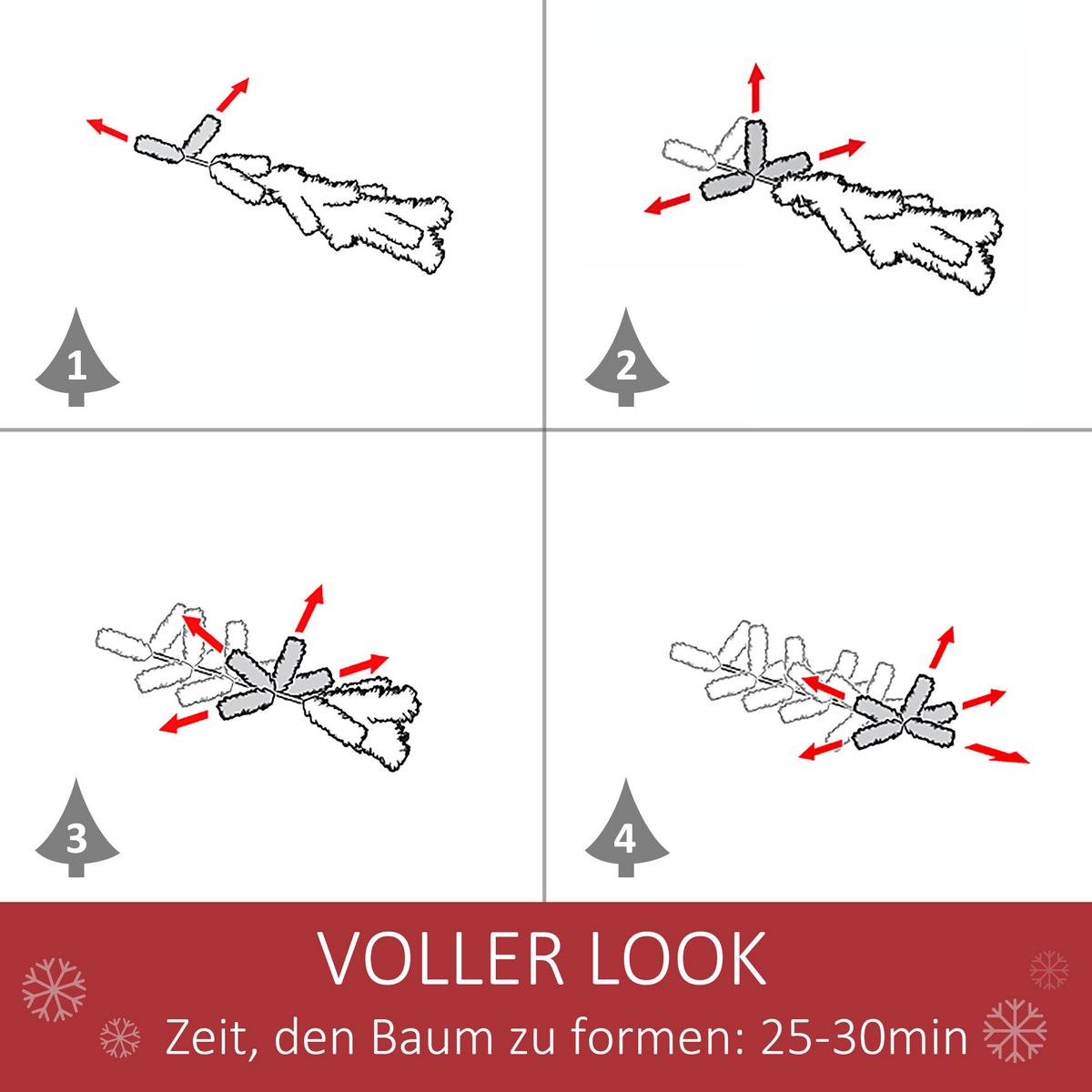 KÜNSTLICHER-WEIHNACHTSBAUM 180 cm Kieferbaum künstlich mit 724 Zweigen - Grün, Kunststoff (180cm) - HOMCOM