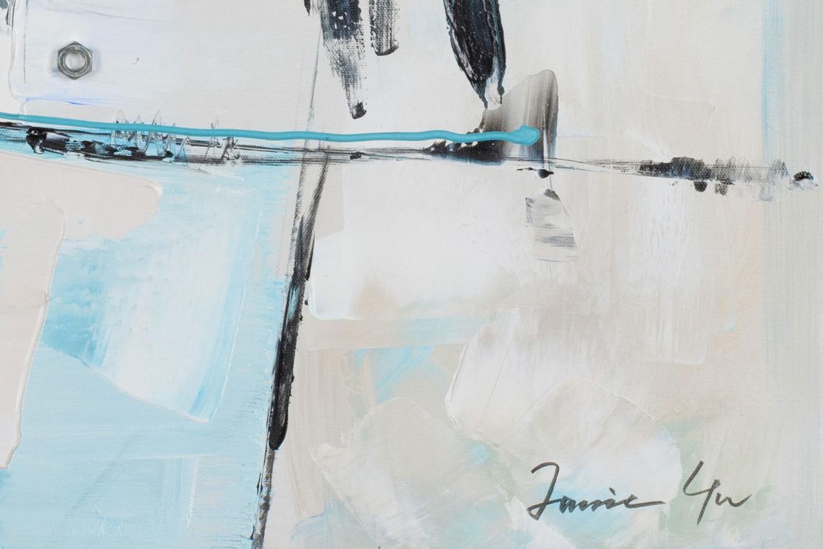 ACRYLBILD HANDGEMALT 80/80 cm - Türkis/Grau, Holz/Textil (80/80cm) - KUNSTLOFT