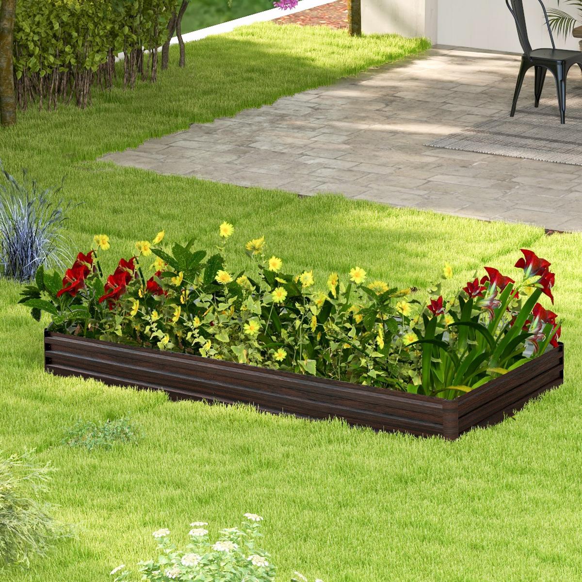 HOCHBEET Braun - Braun, Metall (240/30/120cm) - COSTWAY