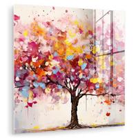 ACRYLGLASBILD Aquarell - Baum - Kunst - Abstrakt 50x50 cm - Multicolor, Glas (50/50cm) - MuchoWow