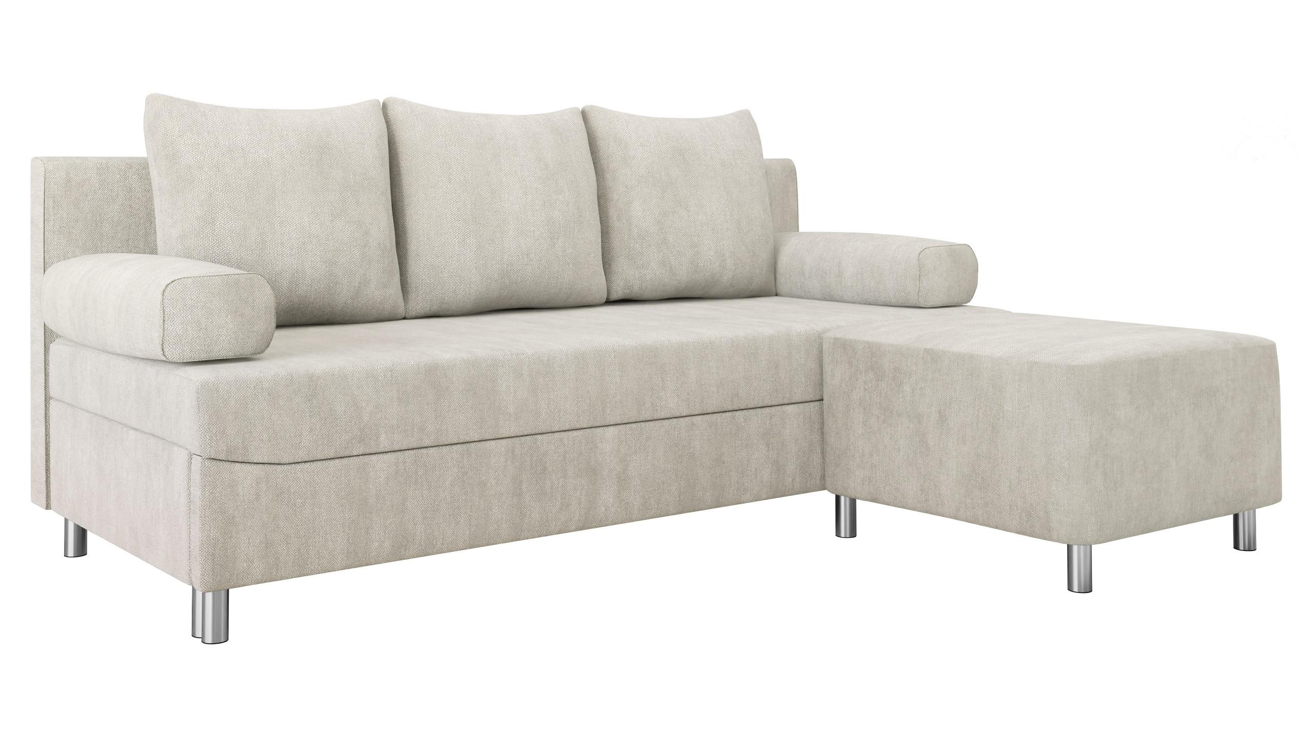 SCHLAFSOFA Dover mit Polsterhocker - Sandfarben/Chromfarben, Holz/Kunststoff (192/86/80cm) - MIRJAN24