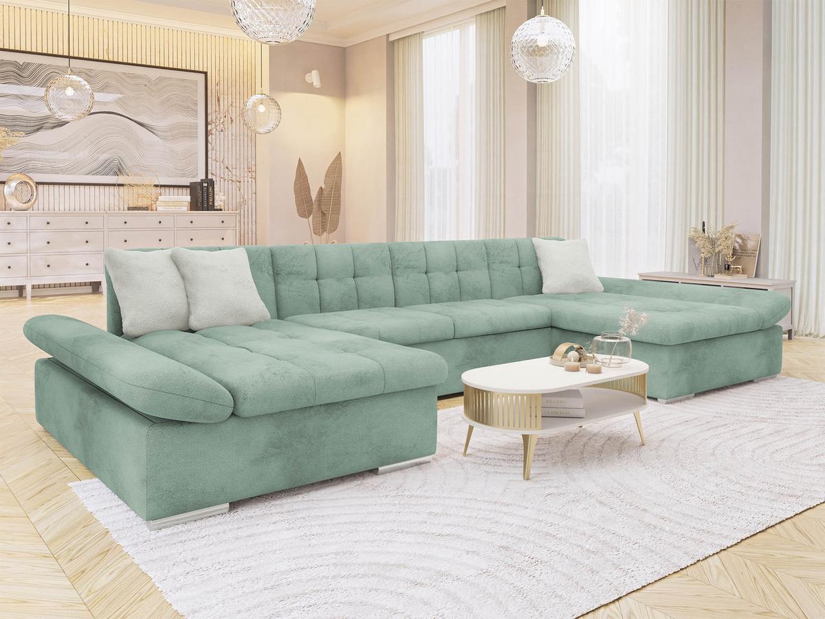 WOHNLANDSCHAFTEN Alia Premium - Hellgrün, Holz/Textil (360/75/160cm) - MIRJAN24