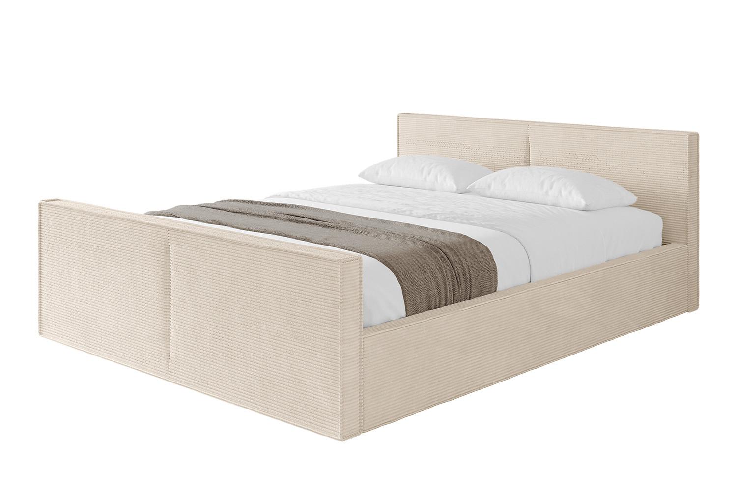 POLSTERBETT mit Bettkasten, Fußteil und Lattenrost, Boxbett mit Matratze H3/H4 - EMMI-Z-V1 180x200 Beige - Creme, Holzwerkstoff/Textil (180/200cm) - ALTDECOR