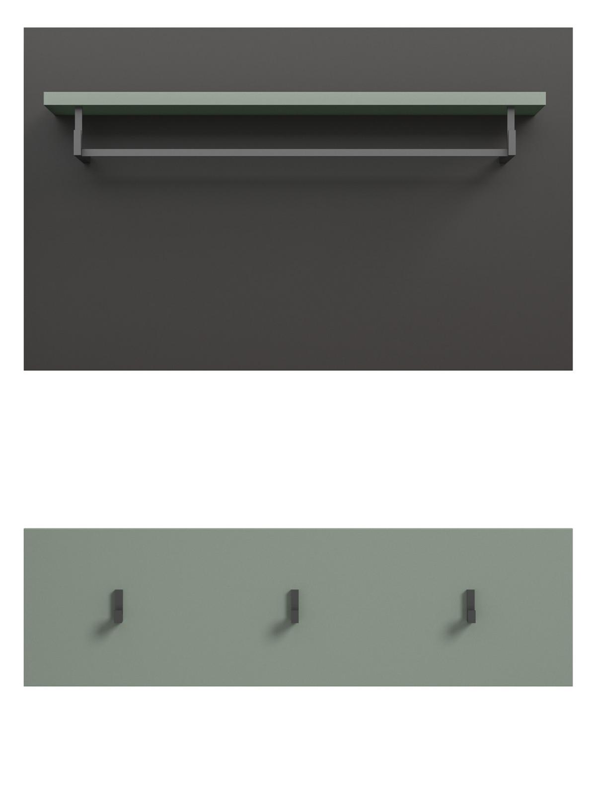 GARDEROBENPANEEL Salbei grün und grau, Set 2-teilig, 80 cm, Cooper - Salbeigrün, Holzwerkstoff (80/73/27cm) - Inn.Furn