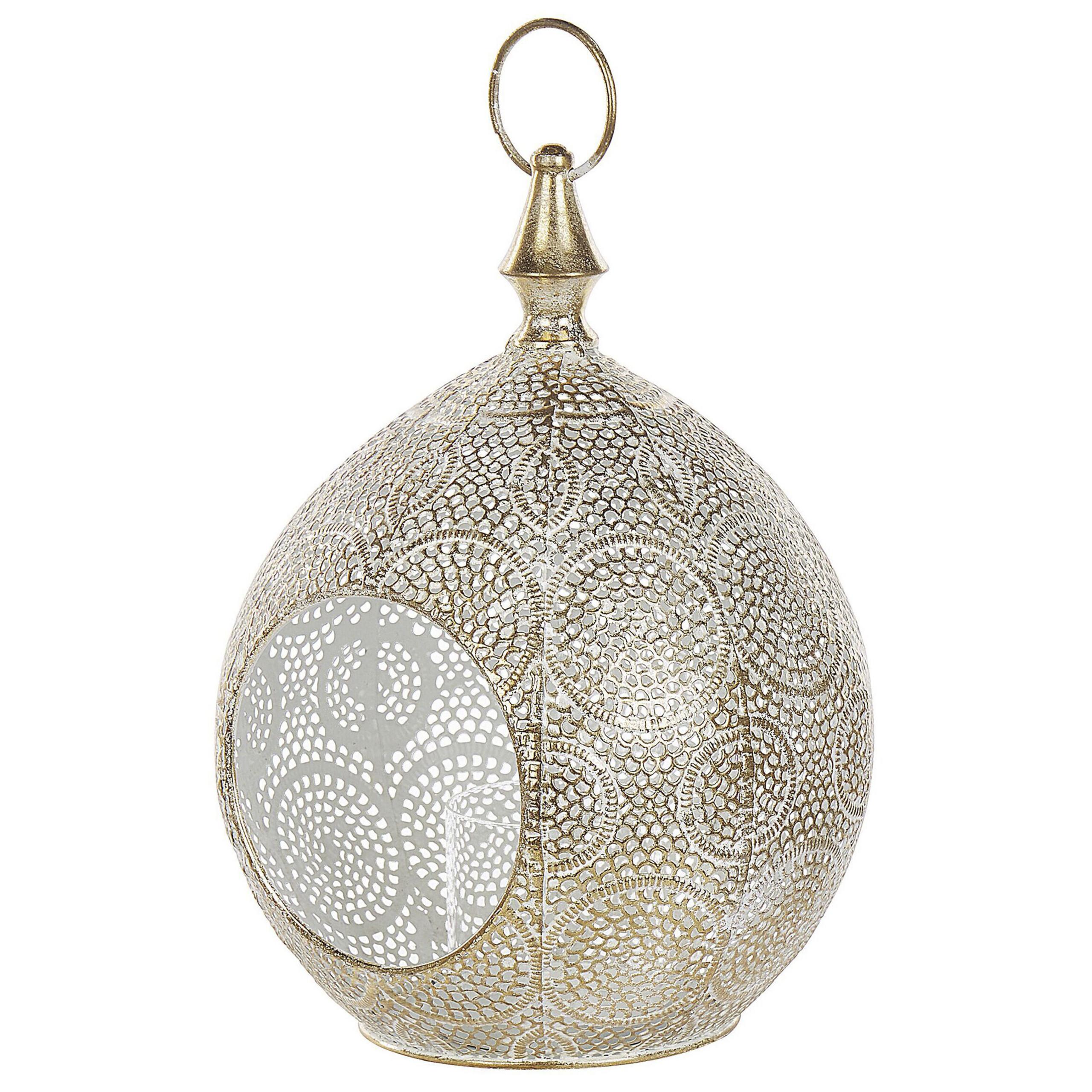 LATERNE Gold Laeso - Goldfarben/Weiß, Metall (24/33/24cm) - Beliani