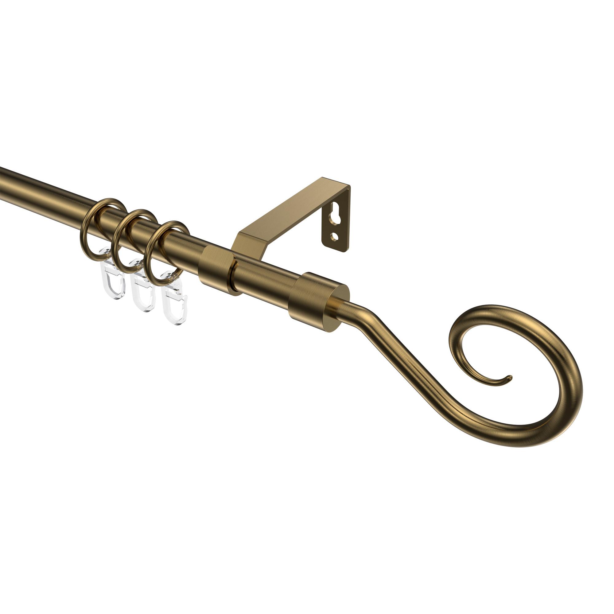 GARDINENSTANGE Olymp Allegra 200 cm, 1-läufig, 16 mm Ø Messing Antik - Messingfarben/Bronzefarben, Metall (200cm) - INTERDECO