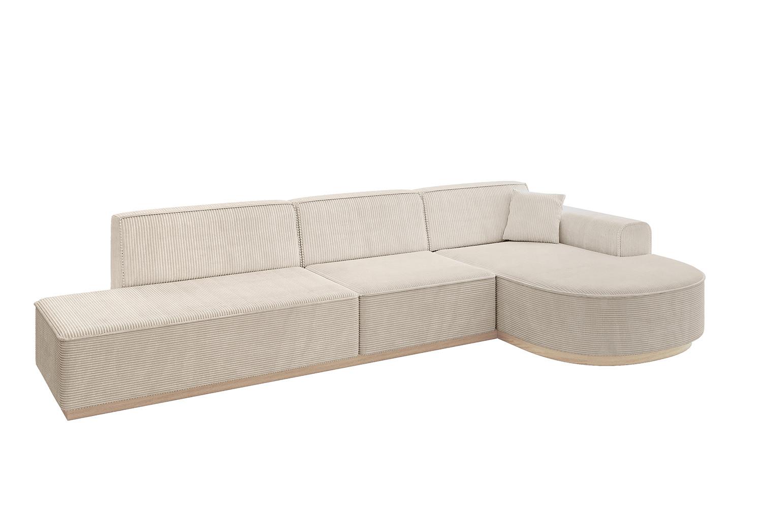 ECKSOFA Ottomane Rechts ARRIO-L2 - 328x171x83 cm Beige - Beige, Holzwerkstoff/Textil (328/171cm) - ALTDECOR