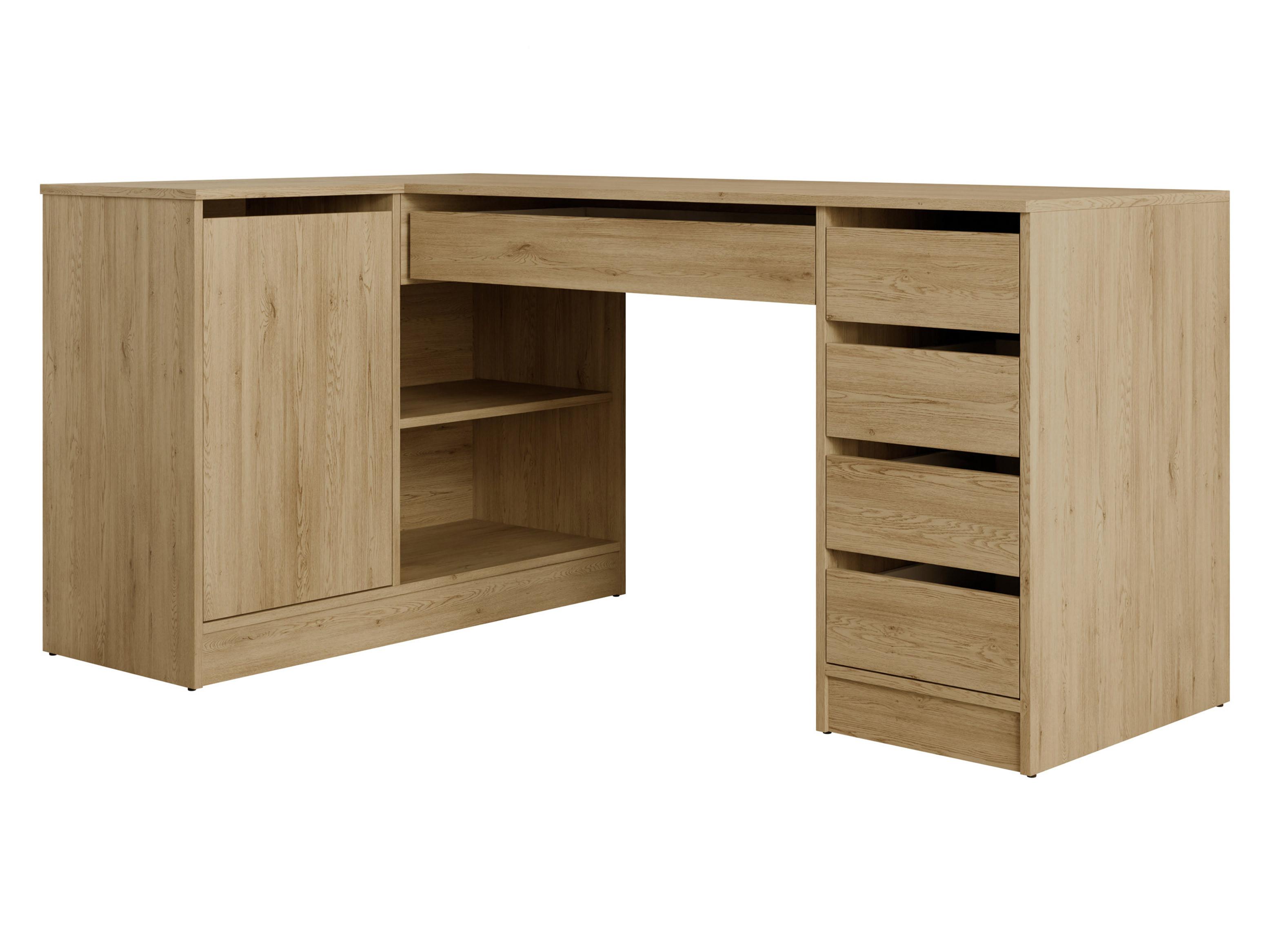 ECKSCHREIBTISCH Ada - Eichefarben/Schwarz, Holzwerkstoff/Kunststoff (98/158/76cm) - MIRJAN24