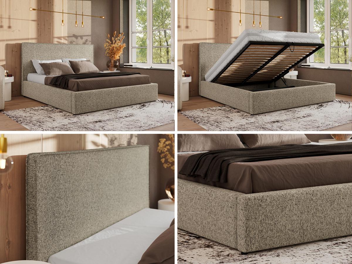 POLSTERBETT CORIVO CLASSIC 200/200 - Dunkelbeige Strukture - Multipocket-Matratze - Bronzefarben, Textil (200/200cm) - MKS