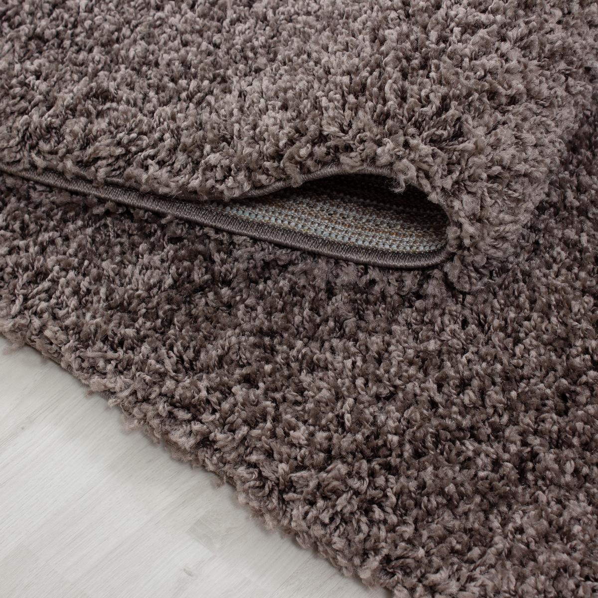 HOCHFLORTEPPICH RHEIN, einfarbig, aus Polypropylen, Taupe, Ø 160 cm - Braun, Textil (160/160cm) - KADIMA DESIGN